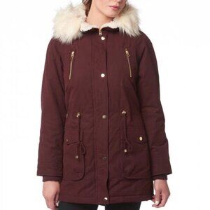 Riley K Fake Fur Burgundy Winter Coat